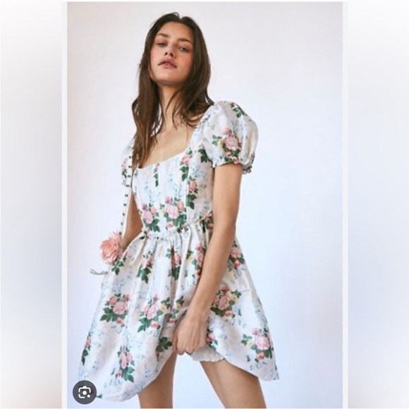 LOUISE New York Floral Corset Puff Sleeve Mini Dress - Picture 1 of 11